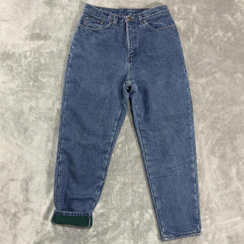 Vintage LL Bean Fleece Lined Jeans Women’s Sz 12 Blue‎ Denim Made USA